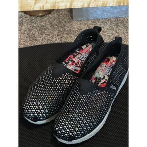 Bobs Skechers Pre-loved Espadrille Size 8W Black Memory Foam Sparkle Jeweled‎